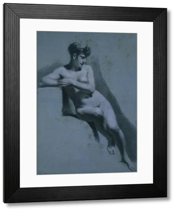 Framed Print : Study of a Nude Woman, Seated Looking to the Right, c. 1810. Creator: Pierre-Paul Prud hon (French Framed Print : Study of a Nude Woman, Seated Looking to the Right, c. 1810. Creator: Pierre-Paul Prud hon (French