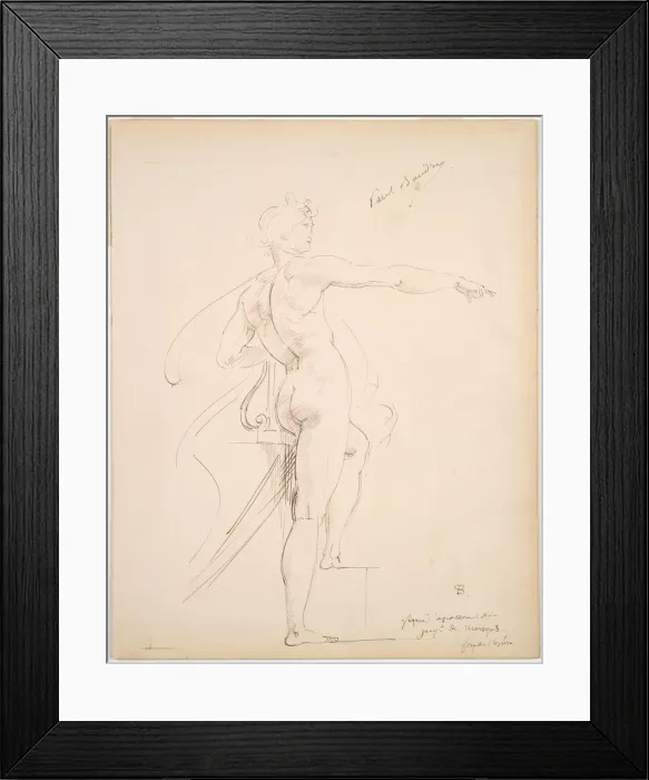 Framed Print : Study of Apollo for Marsyas (recto), late 1860s. Creator: Paul Baudry (French, 1828-1886) Framed Print : Study of Apollo for Marsyas (recto), late 1860s. Creator: Paul Baudry (French, 1828-1886)