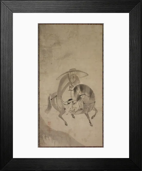 Framed Print : Su Dongpo Riding a Donkey, late 16th to early 17th century. Creator: Reietsu (Japanese Framed Print : Su Dongpo Riding a Donkey, late 16th to early 17th century. Creator: Reietsu (Japanese