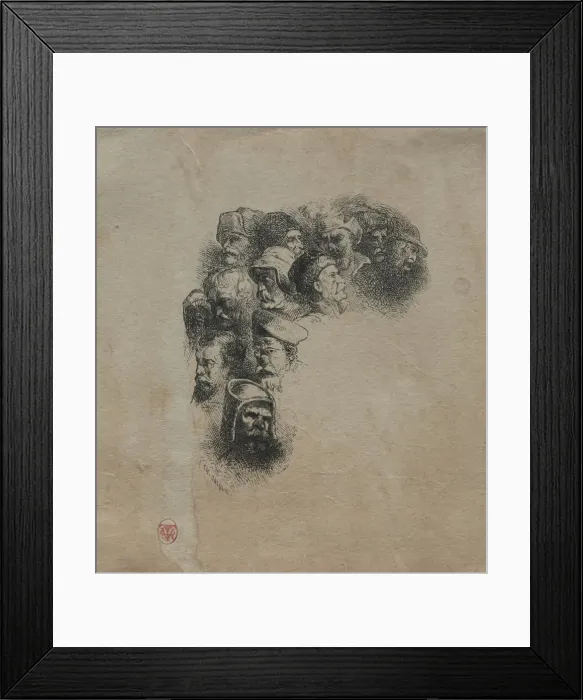 Framed Print : Study of Heads. Creator: Charles-Emile Jacque (French, 1813-1894) Framed Print : Study of Heads. Creator: Charles-Emile Jacque (French, 1813-1894)