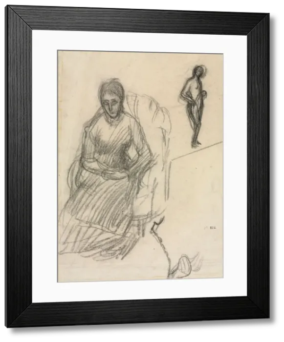 Framed Print : Study of Madame Marie Cantacuzene; Study of Standing Female Nude, c. 1883. Creator Framed Print : Study of Madame Marie Cantacuzene; Study of Standing Female Nude, c. 1883. Creator