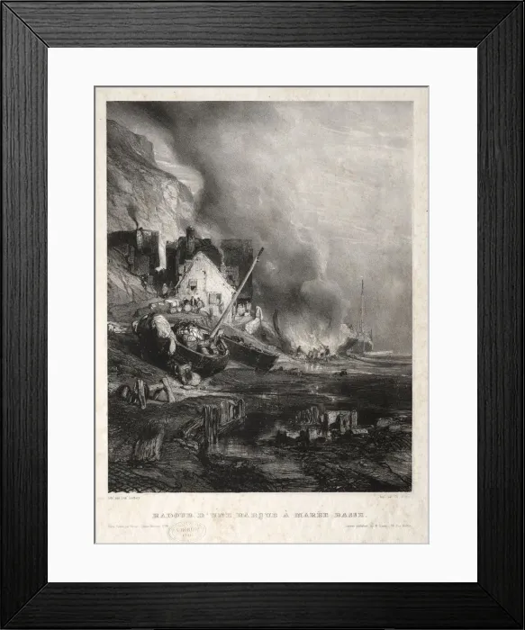 Framed Print : Six Marines: Radoub dune barque a maree basse, 1833. Creator: Eugene Isabey (French Framed Print : Six Marines: Radoub dune barque a maree basse, 1833. Creator: Eugene Isabey (French