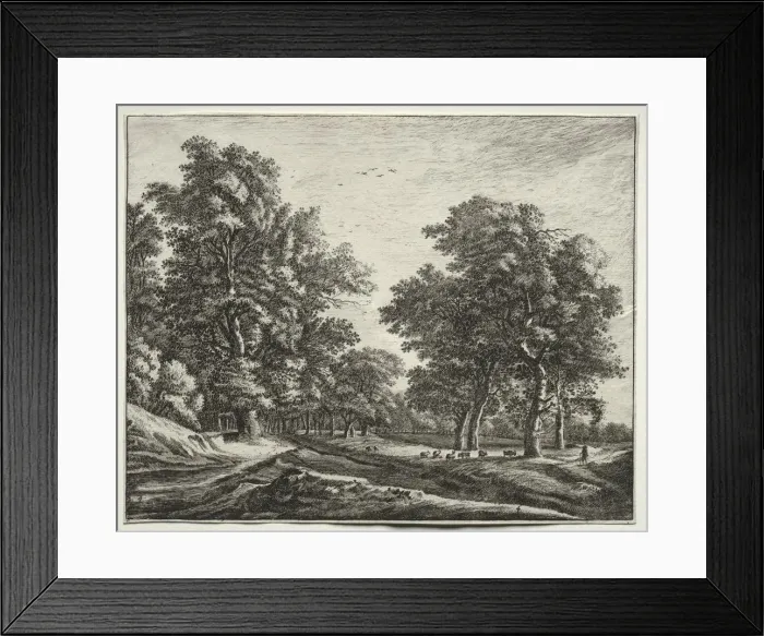 Framed Print : Six view in the wood of the Hague: Goats Under the Trees. Creator: Roelant Roghman (Dutch Framed Print : Six view in the wood of the Hague: Goats Under the Trees. Creator: Roelant Roghman (Dutch
