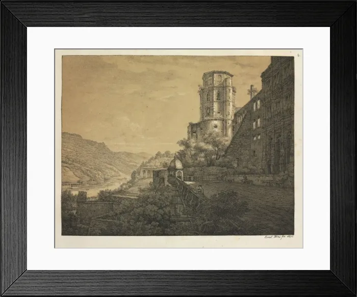 Framed Print : Six Views of Heidelberg Castle: Yard, at the Entrance, 1820. Creator: Ernst Fries (German Framed Print : Six Views of Heidelberg Castle: Yard, at the Entrance, 1820. Creator: Ernst Fries (German