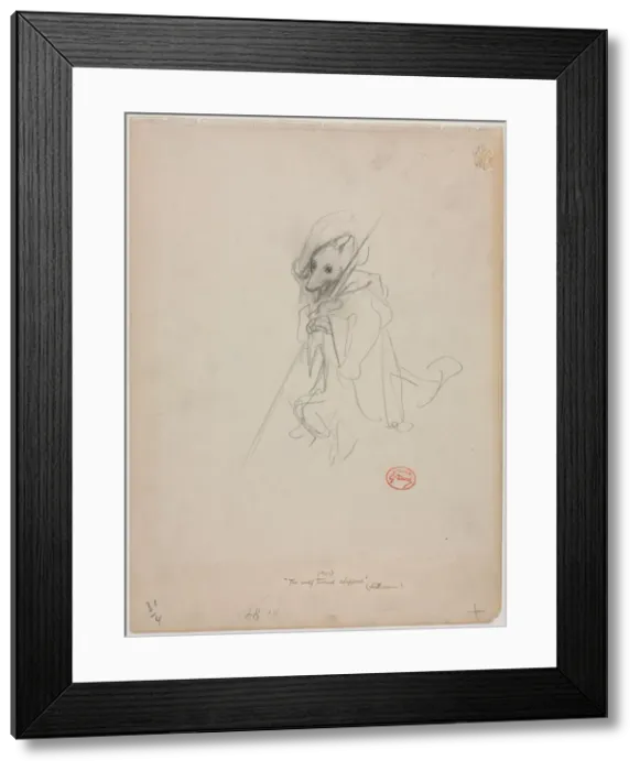 Framed Print : Sketch for The Wolf Turned Shepherd (recto) Sketch of Hunting Scene (verso), c Framed Print : Sketch for The Wolf Turned Shepherd (recto) Sketch of Hunting Scene (verso), c