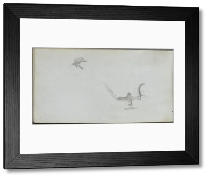 Framed Print : Sketchbook, page 26: Study of a Head and a Lamp. Creator: Ernest Meissonier (French, 1815-1891) Framed Print : Sketchbook, page 26: Study of a Head and a Lamp. Creator: Ernest Meissonier (French, 1815-1891)