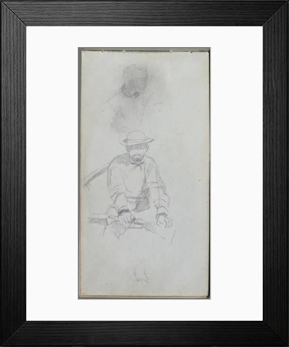Framed Print : Sketchbook, page 30: Seated male Figure and Figure in Profile. Creator: Ernest Meissonier (French Framed Print : Sketchbook, page 30: Seated male Figure and Figure in Profile. Creator: Ernest Meissonier (French