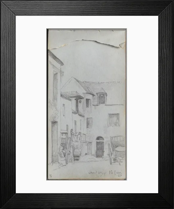 Framed Print : Sketchbook, page 39: Street Scene. Creator: Ernest Meissonier (French, 1815-1891) Framed Print : Sketchbook, page 39: Street Scene. Creator: Ernest Meissonier (French, 1815-1891)