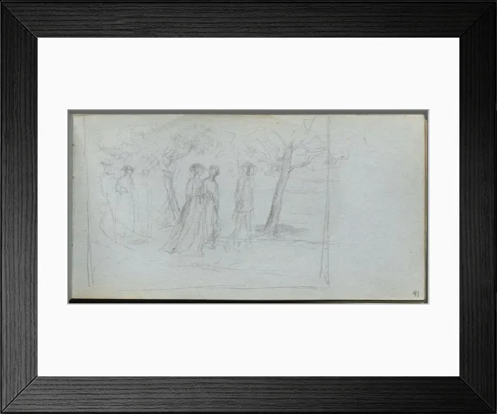 Framed Print : Sketchbook, page 41: Figures in a Landscape. Creator: Ernest Meissonier (French, 1815-1891) Framed Print : Sketchbook, page 41: Figures in a Landscape. Creator: Ernest Meissonier (French, 1815-1891)