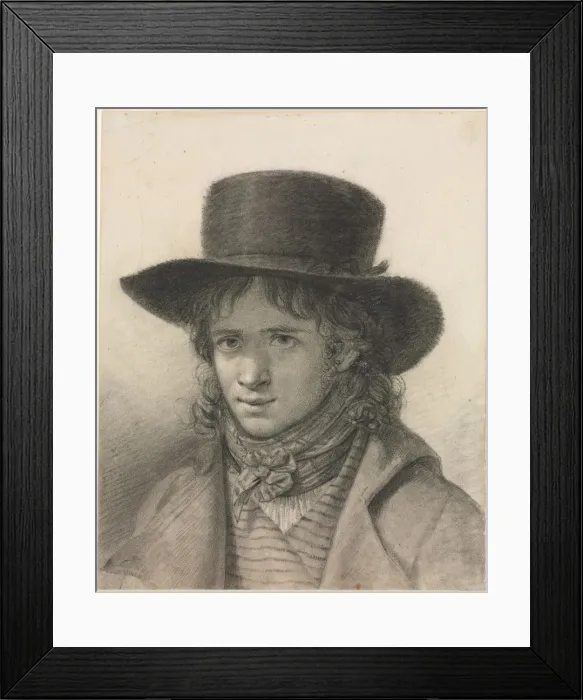 Framed Print : Self-Portrait in a Hat, c. 1790. Creator: Anne-Louis Girodet de Roucy-Trioson (French, 1767-1824) Framed Print : Self-Portrait in a Hat, c. 1790. Creator: Anne-Louis Girodet de Roucy-Trioson (French, 1767-1824)