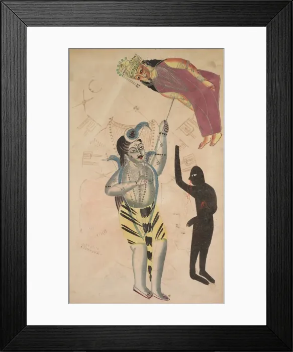 Framed Print : Shiva Bearing Aloft the Body of His Sati, 1800s. Creator: Unknown Framed Print : Shiva Bearing Aloft the Body of His Sati, 1800s. Creator: Unknown
