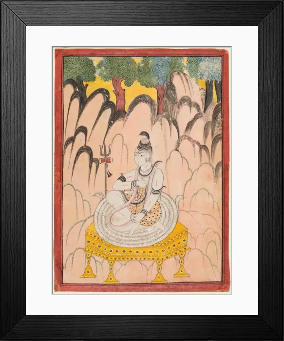 Framed Print : Shiva seated on a Throne in a landscape, c. 1760. Creator: Unknown Framed Print : Shiva seated on a Throne in a landscape, c. 1760. Creator: Unknown