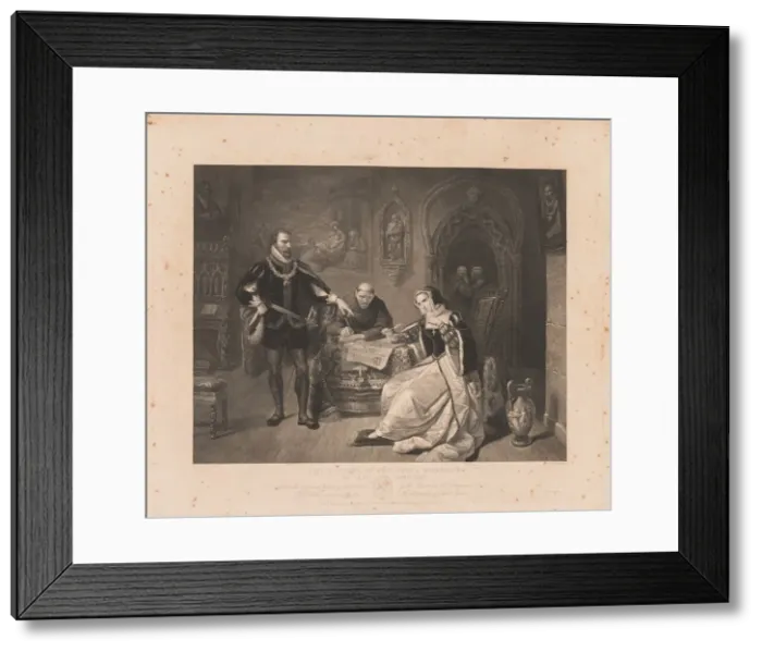 Framed Print : Signing of the Death Warrant of Lady Jane Grey. Creator: Charles Kennedy Burt (American Framed Print : Signing of the Death Warrant of Lady Jane Grey. Creator: Charles Kennedy Burt (American