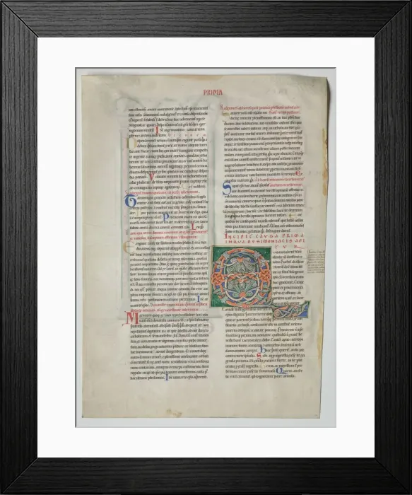 Framed Print : Single Leaf from a Decretum by Gratian: Decorated Initial Q[uidam habens filium obtulit]