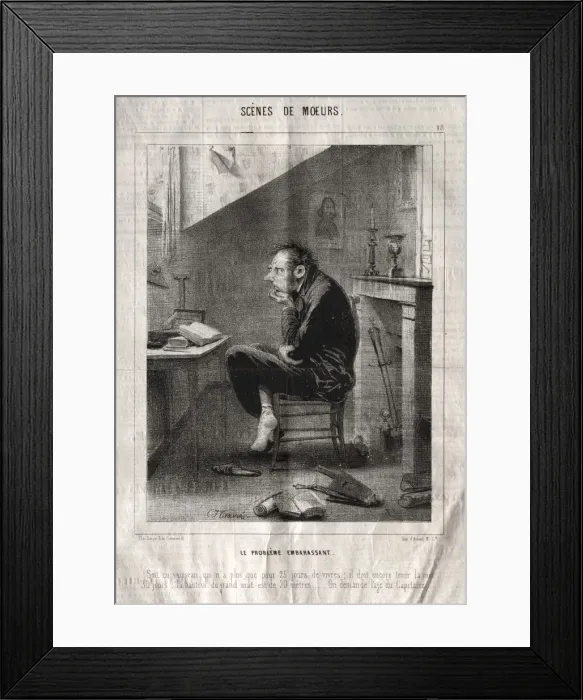 Framed Print : Scenes de Moeurs: Le Probleme embarassant Framed Print : Scenes de Moeurs: Le Probleme embarassant
