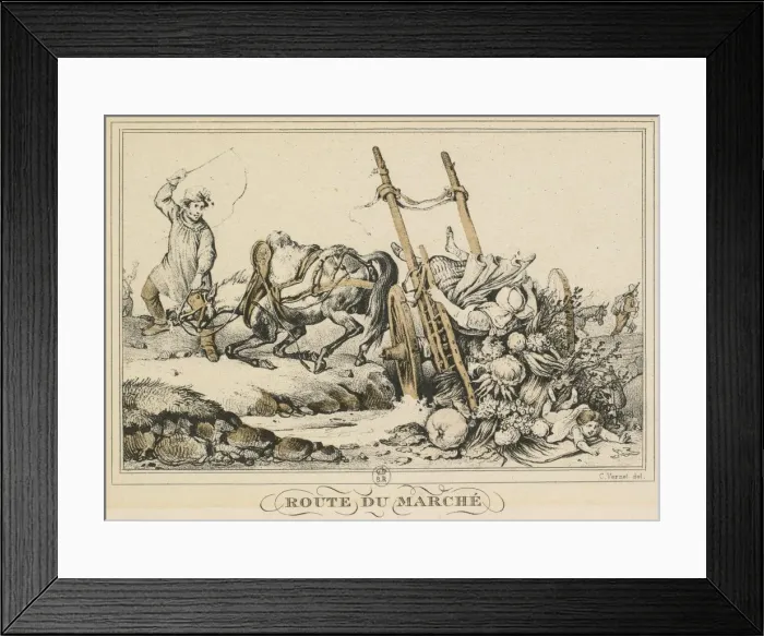Framed Print : Scenes of Daily Life, Roads and Paths: Road to Market…, 1819. Creator: Carle Vernet (French Framed Print : Scenes of Daily Life, Roads and Paths: Road to Market…, 1819. Creator: Carle Vernet (French