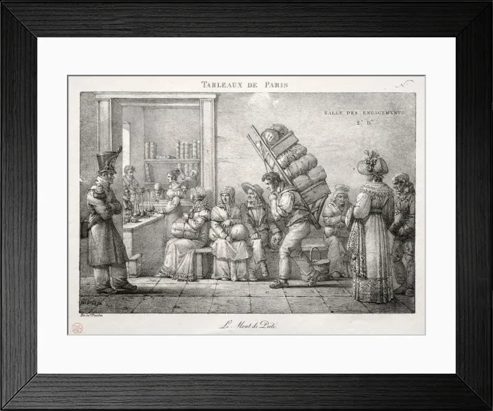 Framed Print : Scenes of Paris: The Pawnshop. Creator: Jean Henri Marlet (French, 1770-1847) Framed Print : Scenes of Paris: The Pawnshop. Creator: Jean Henri Marlet (French, 1770-1847)