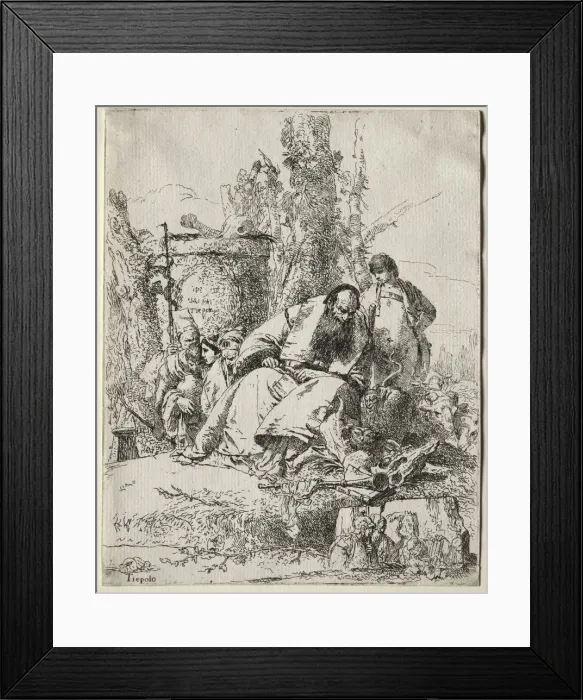 Framed Print : Scherzi: seated Magician, boy and four figures, 1735-40. Creator: Giovanni Battista Tiepolo Framed Print : Scherzi: seated Magician, boy and four figures, 1735-40. Creator: Giovanni Battista Tiepolo