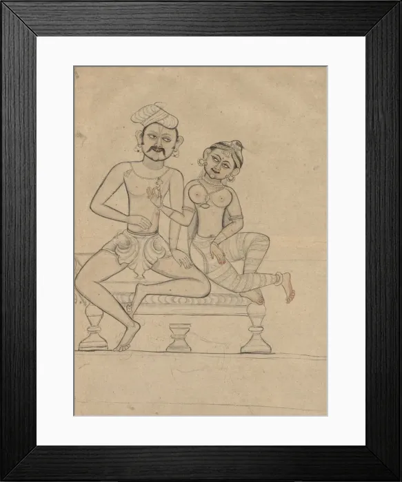 Framed Print : Seated Couple, c. 1800. Creator: Unknown Framed Print : Seated Couple, c. 1800. Creator: Unknown