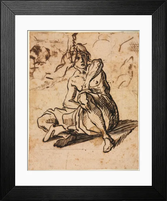 Framed Print : Seated Figure, 1600s. Creator: Unknown Framed Print : Seated Figure, 1600s. Creator: Unknown
