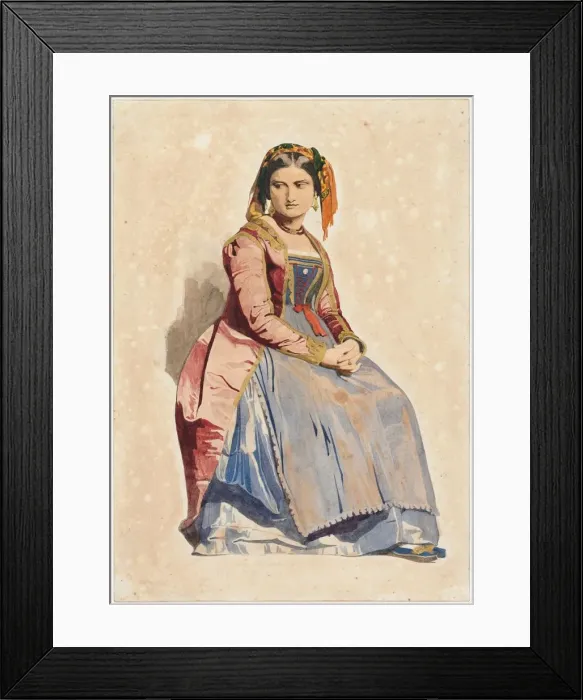 Framed Print : Seated Italian Woman, 1800s. Creator: Dominque Louis Papety (French, 1815-1849) Framed Print : Seated Italian Woman, 1800s. Creator: Dominque Louis Papety (French, 1815-1849)
