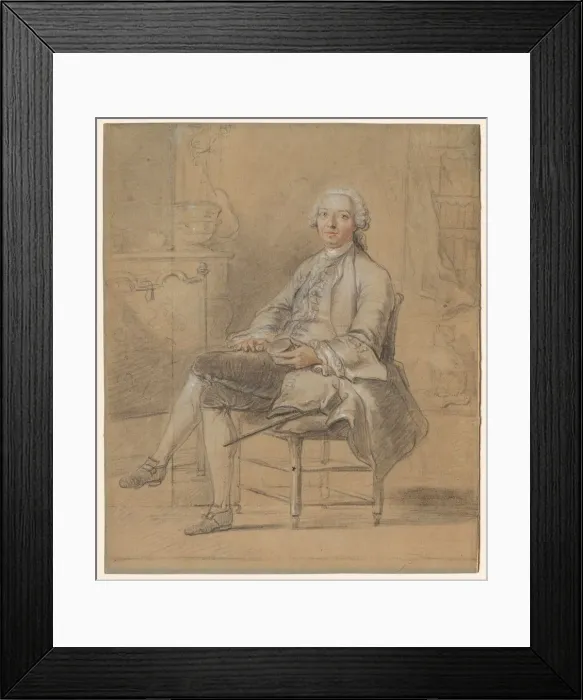 Framed Print : Seated Man Holding a Snuff Box, c. 1750-1760. Creator: Louis Aubert (French), attributed to Framed Print : Seated Man Holding a Snuff Box, c. 1750-1760. Creator: Louis Aubert (French), attributed to