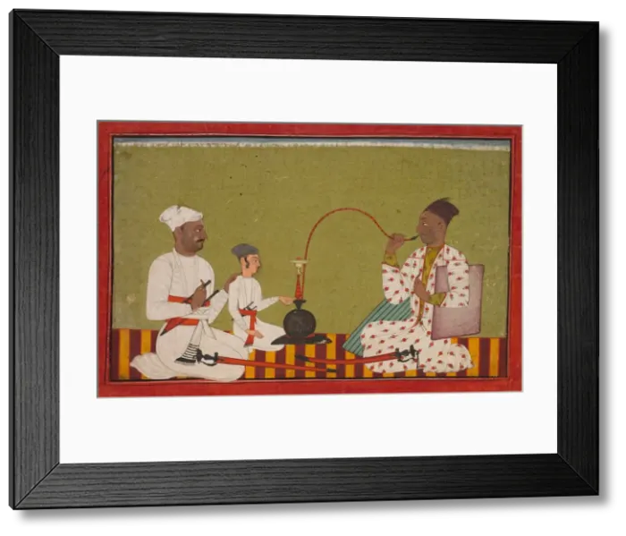 Framed Print : Seated Prince Smoking a Hookah, c, 1710-1715. Creator: Unknown Framed Print : Seated Prince Smoking a Hookah, c, 1710-1715. Creator: Unknown
