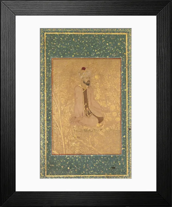 Framed Print : Seated Scholar, Border Fragment from the Teheran / Berlin album, c. 1605-1610. Creator: Unknown Framed Print : Seated Scholar, Border Fragment from the Teheran / Berlin album, c. 1605-1610. Creator: Unknown