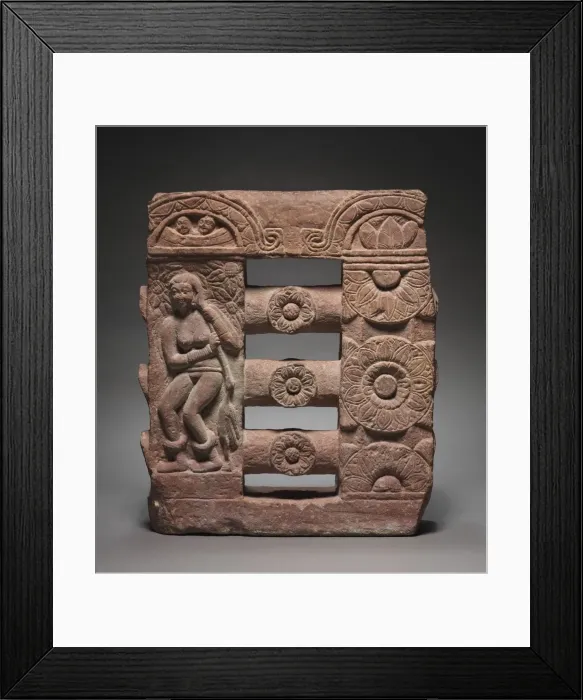 Framed Print : Section of Monolithic Railing with Bather and Lotus Medallions, c. 150-250. Creator: Unknown Framed Print : Section of Monolithic Railing with Bather and Lotus Medallions, c. 150-250. Creator: Unknown