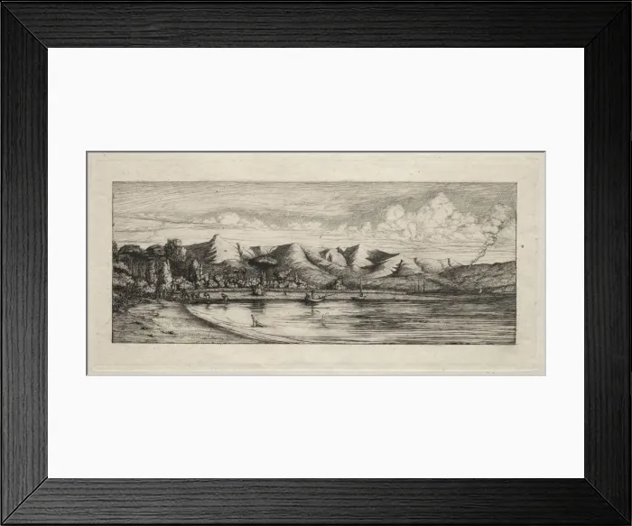 Framed Print : Seine Fishing off Charcoal Burners Point, Akaroa, 1865. Creator: Charles Meryon (French Framed Print : Seine Fishing off Charcoal Burners Point, Akaroa, 1865. Creator: Charles Meryon (French
