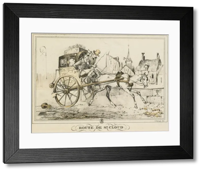 Framed Print : Scenes of Daily Life, Roads and Paths: Road to Saint-Cloud... 1816. Creator: Carle Vernet (French Framed Print : Scenes of Daily Life, Roads and Paths: Road to Saint-Cloud... 1816. Creator: Carle Vernet (French
