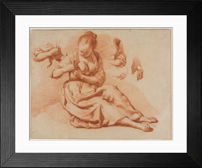 Framed Print : Seated Woman Searching for Fleas, c. 1671. Creator: Adriaen van de Velde (Dutch, 1636-1672) Framed Print : Seated Woman Searching for Fleas, c. 1671. Creator: Adriaen van de Velde (Dutch, 1636-1672)