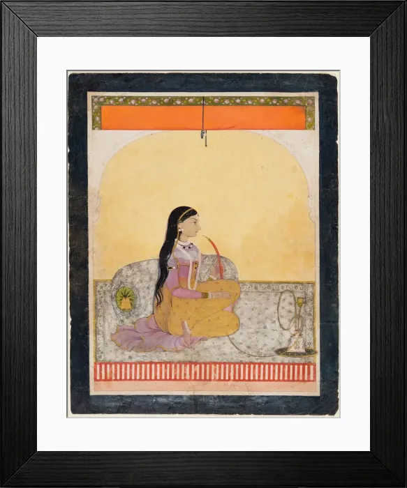 Framed Print : Seated Lady Smoking a Hookah, c. 1780. Creator: Unknown Framed Print : Seated Lady Smoking a Hookah, c. 1780. Creator: Unknown
