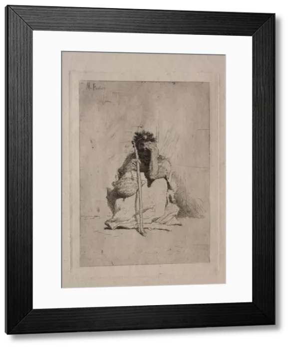 Framed Print : Seated Beggar. Creator: Mariano Fortuny y Carbo (Spanish, 1838-1874) Framed Print : Seated Beggar. Creator: Mariano Fortuny y Carbo (Spanish, 1838-1874)