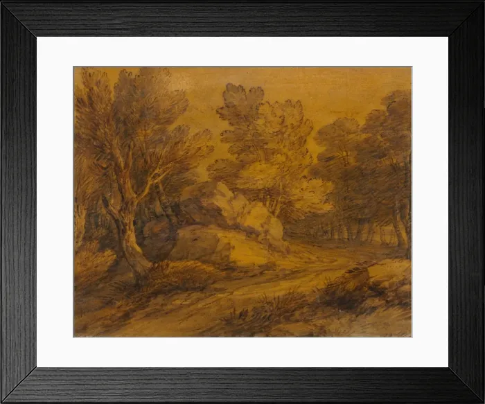 Framed Print : Scene with a Road Winding through a Wood, c. 1770. Creator: Thomas Gainsborough (British Framed Print : Scene with a Road Winding through a Wood, c. 1770. Creator: Thomas Gainsborough (British