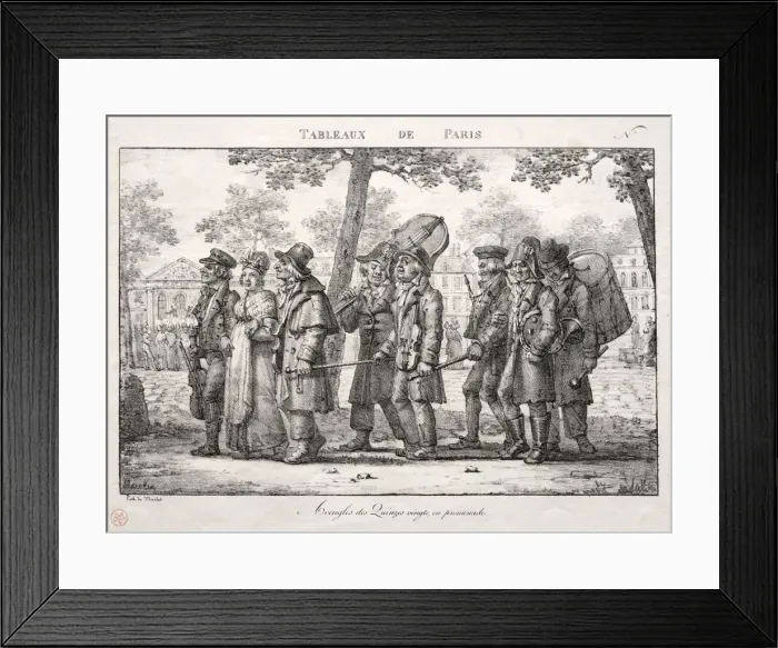 Framed Print : Scenes of Paris: Blind Men from the Quinze Vingts, Walking. Creator: Jean Henri Marlet (French Framed Print : Scenes of Paris: Blind Men from the Quinze Vingts, Walking. Creator: Jean Henri Marlet (French