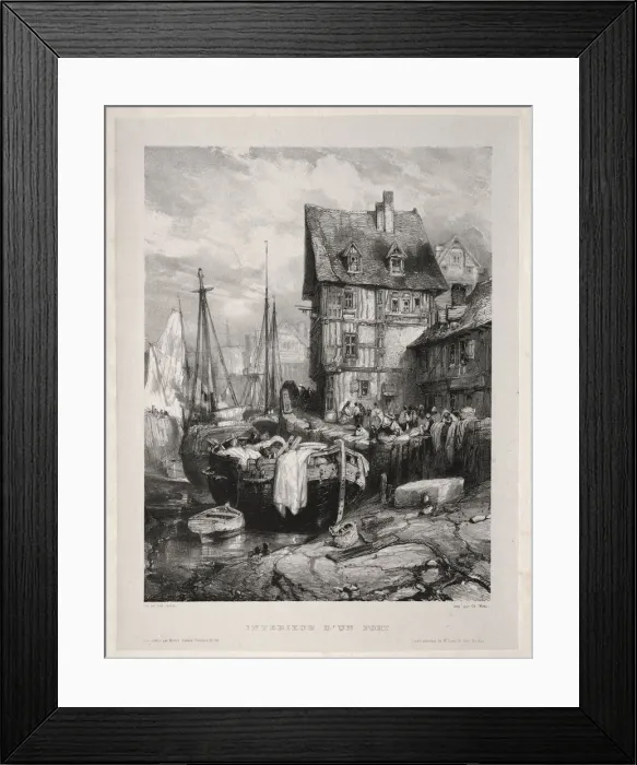 Framed Print : Six Marines: Interieur dun port, 1833. Creator: Eugene Isabey (French, 1803-1886) Framed Print : Six Marines: Interieur dun port, 1833. Creator: Eugene Isabey (French, 1803-1886)