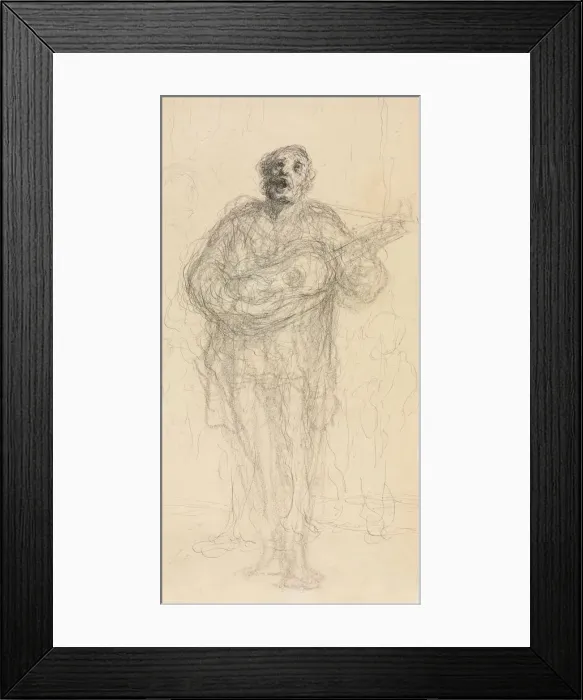 Framed Print : Singing Guitarist (recto), 1855-60. Creator: Honore Daumier (French, 1808-1879) Framed Print : Singing Guitarist (recto), 1855-60. Creator: Honore Daumier (French, 1808-1879)