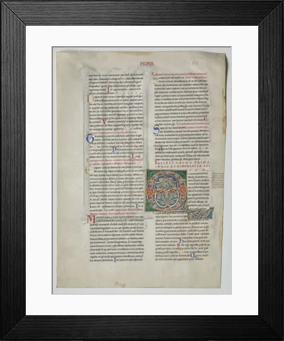 Framed Print : Single Leaf from a Decretum by Gratian: Decorated Initial Q[uidam habens filium obtulit]