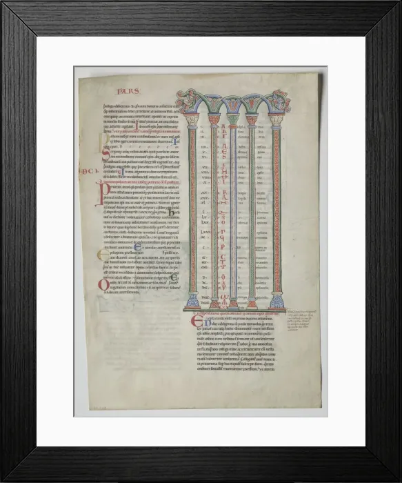 Framed Print : Single Leaf from a Decretum by Gratian: Quadruple Arcade with Concordance... c. 1160-1165 Framed Print : Single Leaf from a Decretum by Gratian: Quadruple Arcade with Concordance... c. 1160-1165