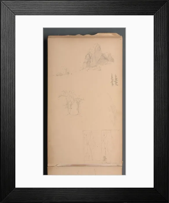 Framed Print : Sketchbook, page 09: Mountians and Rocks, 1859. Creator: Sanford Robinson Gifford (American Framed Print : Sketchbook, page 09: Mountians and Rocks, 1859. Creator: Sanford Robinson Gifford (American