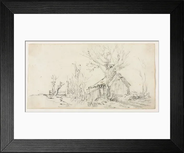 Framed Print : Sketch of Landscape with Cottage, c. 1630. Creator: Jan van Goyen (Dutch, 1596-1656) Framed Print : Sketch of Landscape with Cottage, c. 1630. Creator: Jan van Goyen (Dutch, 1596-1656)