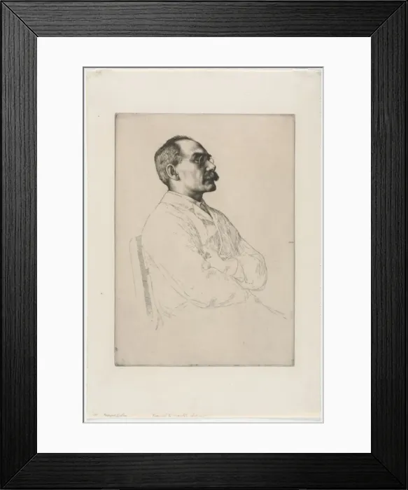 Framed Print : Sir Rudyard Kipling, 1898. Creator: William Strang (British, 1859-1921)