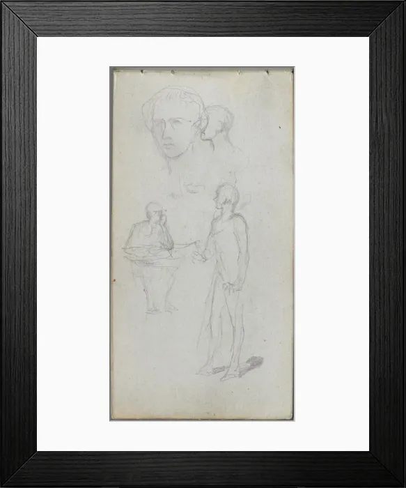 Framed Print : Sketchbook, page 12: Multiple Figures. Creator: Ernest Meissonier (French, 1815-1891)