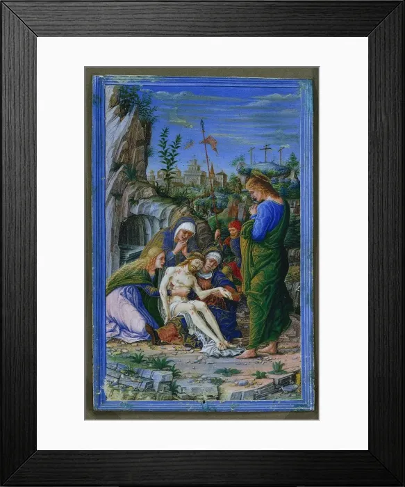 Framed Print : Single Leaf from a Book of Hours: Pieta, c. 1475-1485. Creator: Francesco dai Libri (Italian, c