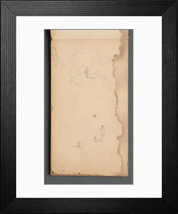 Framed Print : Sketchbook, page 02: Figure in a Landscape with Dog, 1859. Creator: Sanford Robinson Gifford Framed Print : Sketchbook, page 02: Figure in a Landscape with Dog, 1859. Creator: Sanford Robinson Gifford