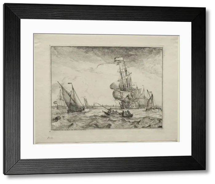 Framed Print : Ships Under Full Sail, 1701. Creator: Ludolf Backhuysen (Dutch, 1631-1708); Ludolf Backhuysen