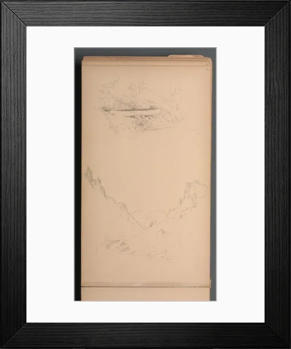 Framed Print : Sketchbook, page 15: Landscapes, Berlin Falls ?, 1859. Creator: Sanford Robinson Gifford Framed Print : Sketchbook, page 15: Landscapes, Berlin Falls ?, 1859. Creator: Sanford Robinson Gifford