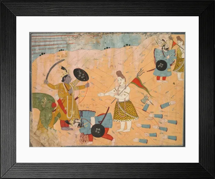 Framed Print : Shiva Intercedes for Vanasura: Scene from the Aniruddha Usha Section of Krishna Lila, c Framed Print : Shiva Intercedes for Vanasura: Scene from the Aniruddha Usha Section of Krishna Lila, c