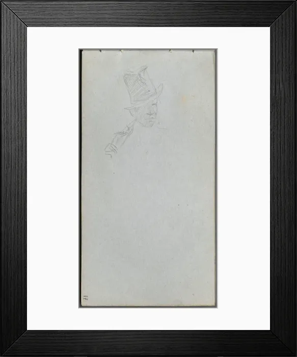 Framed Print : Sketchbook, page 17: Bust of a Man in Top Hat. Creator: Ernest Meissonier (French, 1815-1891) Framed Print : Sketchbook, page 17: Bust of a Man in Top Hat. Creator: Ernest Meissonier (French, 1815-1891)